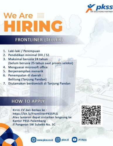 info Loker Frontliner/Teller-Tanjungpandan-Belitung