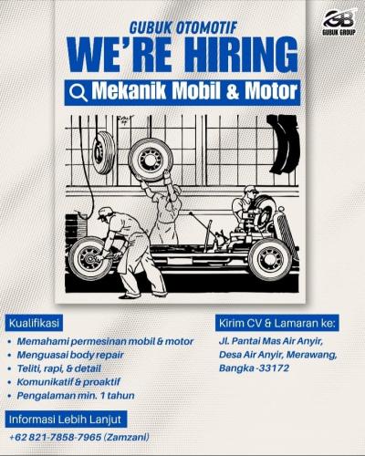 info Loker GUBUK OTOMOTIF-Merawang Bangka