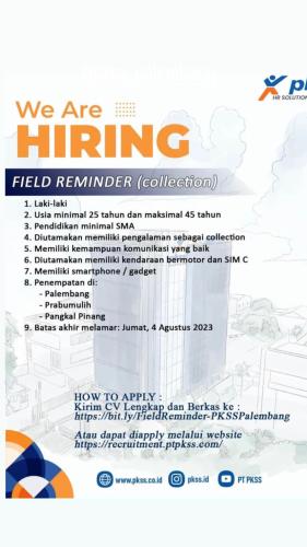 info Loker Field Reminder & Junior Relationship Officer-PKSS Palembang