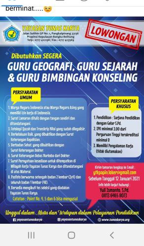info Loker Guru: Geografi,sejarah & BK @ Pangkalpinang