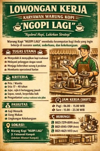 info Loker Karyawan Warung Kopi-NGOPI LAGI-Pangkalpinang