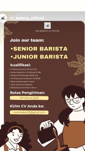 info Loker  Senior Barista & Junior Barista-RD Bakery & Coffee-Pangkalpinang