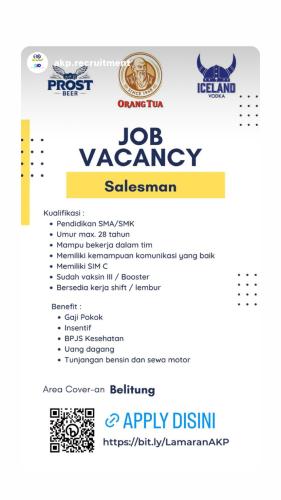 info Loker SALESMAN-PT Anugrah Karya Prima