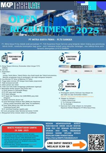 info Loker Tenaga Bantu Teknik-PT MITRA KARYA PRIMA-Bangka