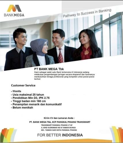 info Loker Customer Service-PT Bank Mega Tbk-Pangkalpinang