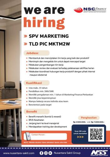 info Loker SPV Marketing & TLD PIC MKTM2W-NSC FIinance Pangkalpinang