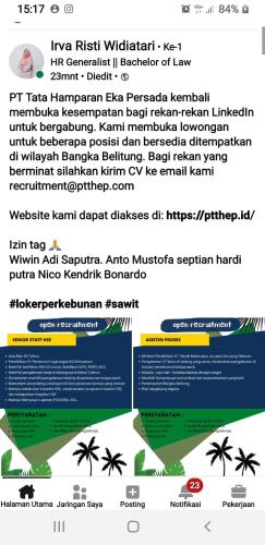 info Loker Asisten Proses,Senior Staf HSE,Mill Cost Controller,Marketing Intelligence,Mekanik/Traksi-PT THEP-Bangka Belitung