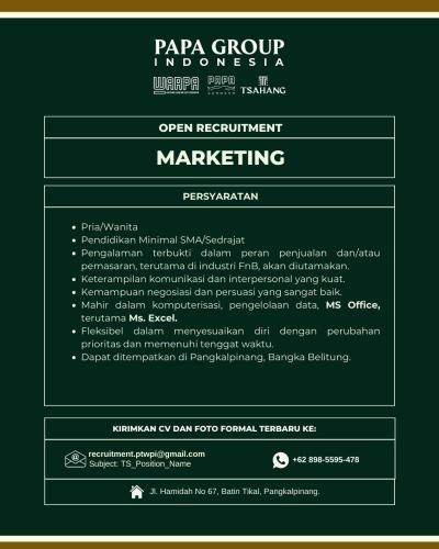 info Loker Marketing-Papa Group Indonesia