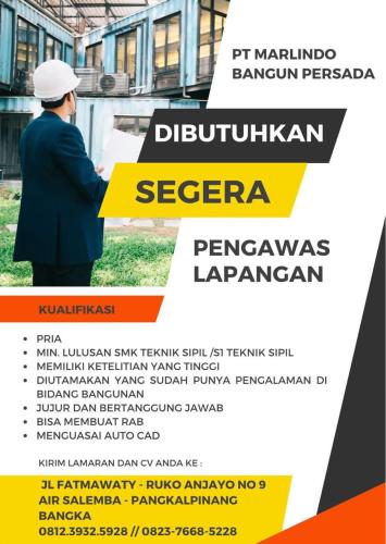 info Loker Pengawas Lapangan-PT Marlindo Bangun Persada