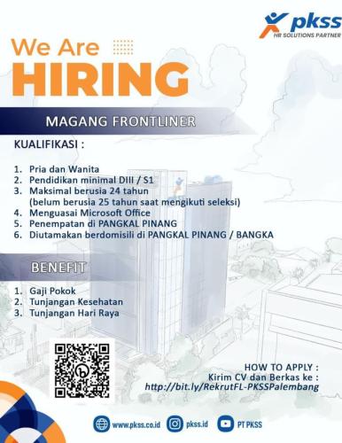 info MAGANG posisi FRONTLINER di Bank BUMN Pangkalpinang,Sungailiat,Tanjungpandan
