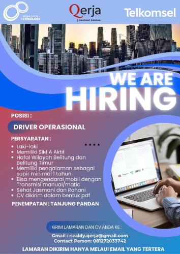 info Loker Driver Operasional-Mitra Cipta Teknologi-TanjungPandan
