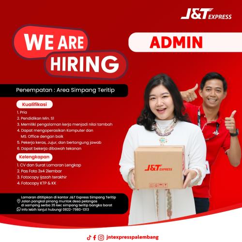 info Loker Admin & Kurir Delivery-J&T Area Simpang Teritip