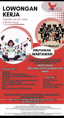 info Loker WARTAWAN- Media Aquila Indonesia