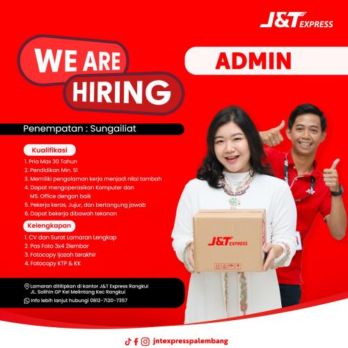 info Loker Admin-J&T Express Penempatan Sungailiat