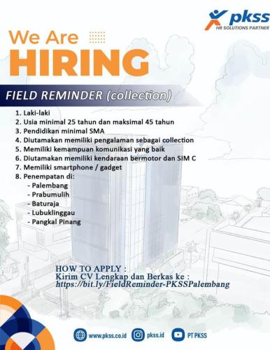 info Loker Field Reminder,SP Senyum Pegadaian,Backup Satpam,Sales Officer-PKSS Palembang