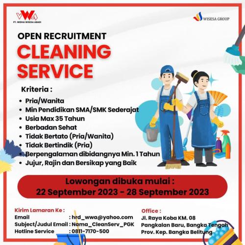 info Loker Cleaning Service-PT Wida Wisesa Abadi-Pangkalpinang