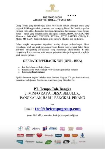 info Loker THE TEMPO GROUP-Bangka