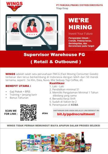 info Loker Supervisor Warehouse FG-PT Pangkalpinang Distribusindo Indonesia