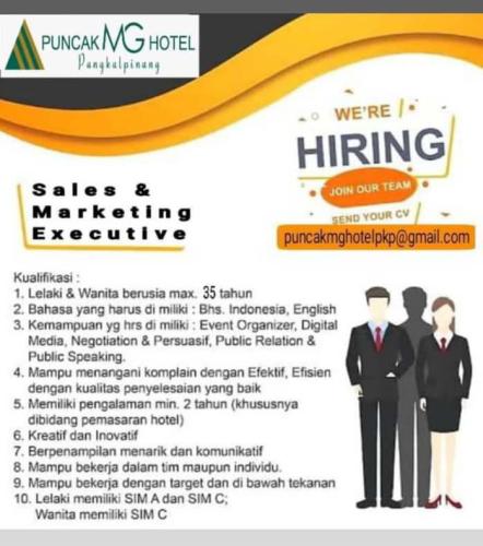 info Loker SALES & MARKETING EXECUTIVE-Puncak MG Hotel Pangkalpinang