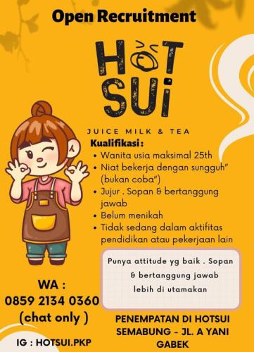 info Loker Gerai Hotsui Juice Milk & tea-Pangkalpinang
