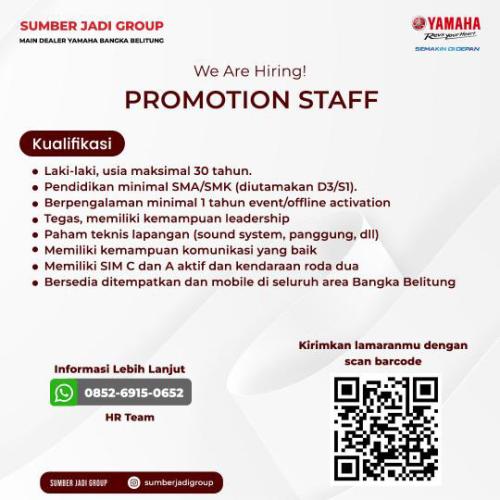 info Loker Promotion Staff,Product Advisor & Education Staff-YAMAHA