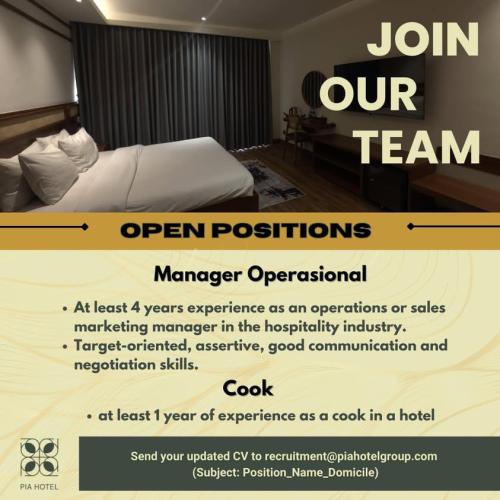 info Loker Manager Operasional & Cook-Pia Hotel Group-Pangkalpinang