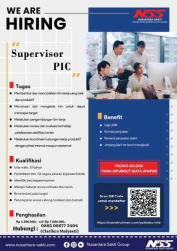 info Loker Supervisor PIC-Nusantara Sakti/NSS-Penempatan Manggar