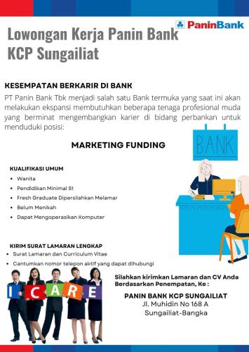 info loker Marketing Funding-PANIN BANK KCP SungaiLiat