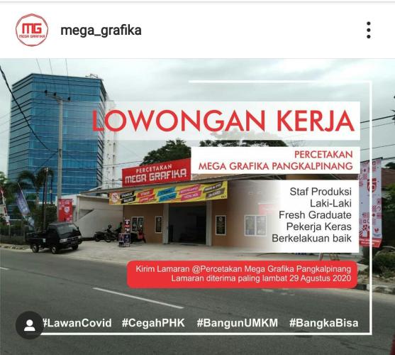 info Loker Staf Produksi @Pangkalpinang