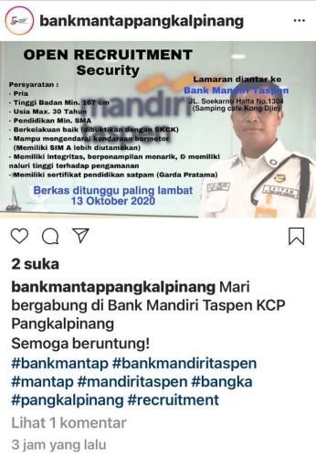 Info Loker Sekurity @Pangkalpinang