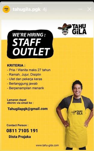 Info Loker staf Outlet @Pangkalpinang.
