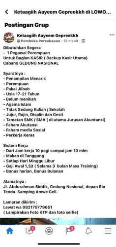 Info Loker KASIR Restoran @Pangkalpinang