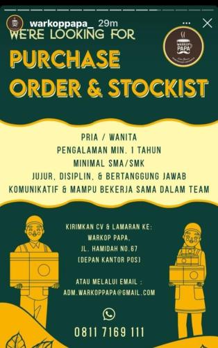 Info Loker Purchase Order & Stockist Warkoppapa @Pangkalpinang