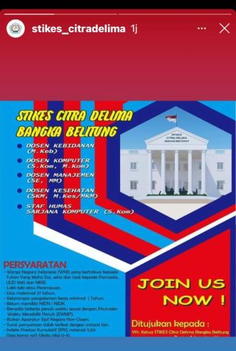 Info Loker Dosen & staff pengajar @Stikes Pangkalpinang