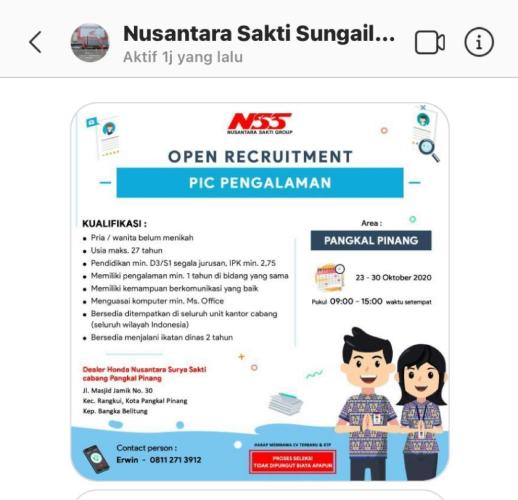 Info Loker PIC/Person in Charge(pengalaman)@Pangkalpinang