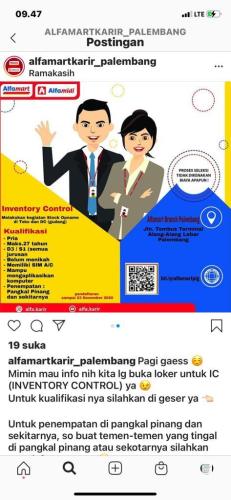 info Loker inventory control -Alfamart,penempatan @Pangkalpinang