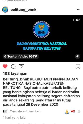 Info Rekrutment PPNPN badan Narkotika Nasional @Kab.Belitung