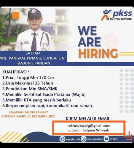 info Loker SATPAM @Pangkalpinang,Sungailiat &Tanjungpandan