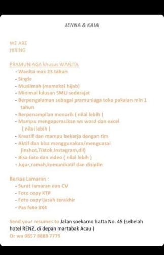 info Loker Pramuniaga Wanita @Pangkalpinang