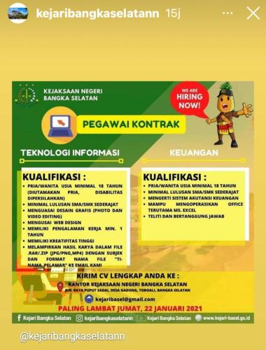 info Loker Staf Teknologi informasi & staf keuangan @Kejari.Basel