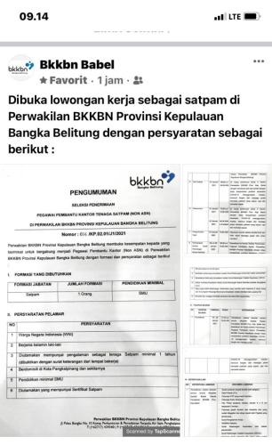info Loker Security @BKKBN -Bangka Belitung