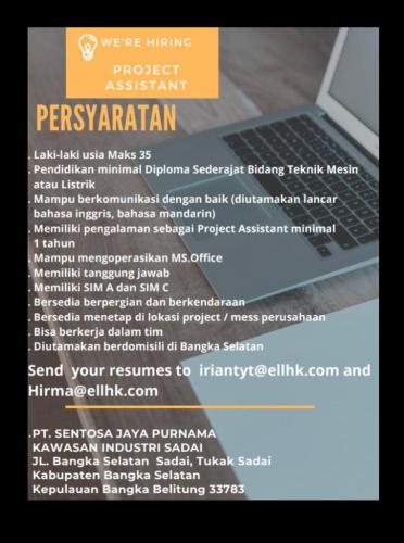 info Loker Projek Asistant @Bangka Belitung-Toboali
