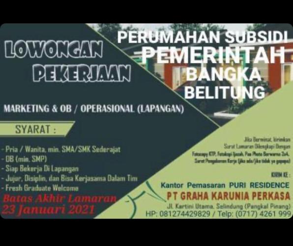 info Loker OB/Operasional & Marketing @Pangkalpinang