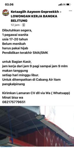 info Loker Kasir @Pangkalpinang