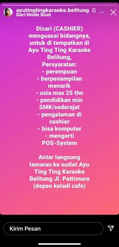 info Loker CASHIER @Ayutingting-Belitung