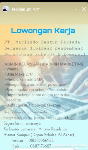 info Loker Admin Keuangan dan Admin Marketing @Kampak-Pangkalpinang