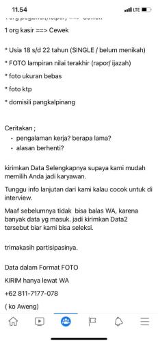 info Loker Kasir dan Helper @toko pecah belah-Pangkalpinang