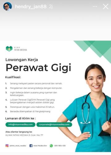 info Loker Perawat GiGi @klinik intan medika-Pangkalpinang