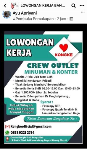 info Loker CREW OUTLET-@Pangkalpinang