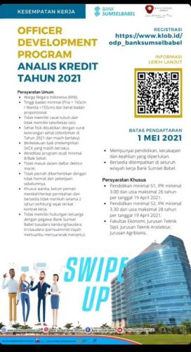 info Loker Officer Development Program/ODP @Bank Sumsel Babel